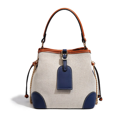 Beaira Splicing bucket bag summer bag new large capacity fashionable versatile trendy women's bag chain shoulder crossbody bag