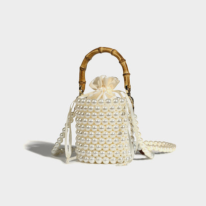 Beaira Original design drawstring bucket bag women's new pearl chain bag hand-held bamboo bag single shoulder crossbody bag