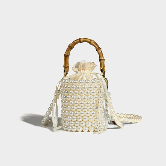 Beaira Original design drawstring bucket bag women's new pearl chain bag hand-held bamboo bag single shoulder crossbody bag