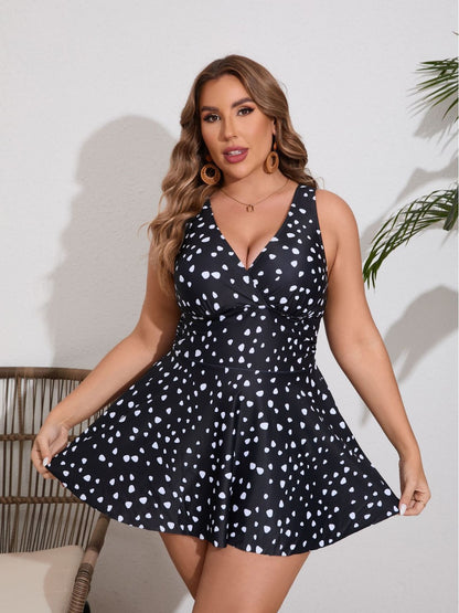 Beaira European and American women's split swimsuit skirt style plus size printed Tankini swimsuit