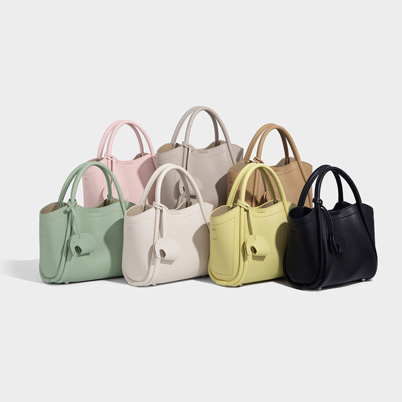 Beaira Vegetable Basket Bag New Simple Korean Fashion Handheld Shoulder Bag Versatile Soft Leather Casual Letter Crossbody Bag