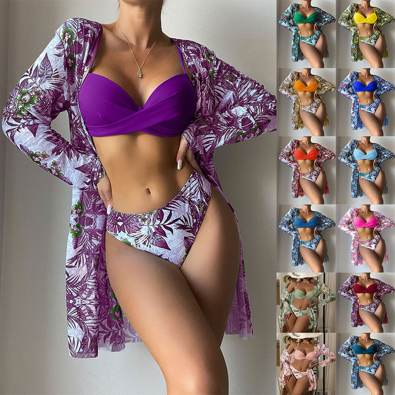 Beaira New European and American split swimsuit women's fashion three piece set bikini cross-border mesh foreign trade swimsuit bikini