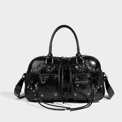 Beaira Autumn and Winter New Trendy Rivet Motorcycle Bag Fashion Bowling Single Shoulder Underarm Bag Sweet Cool Spicy Girl Versatile Handbag