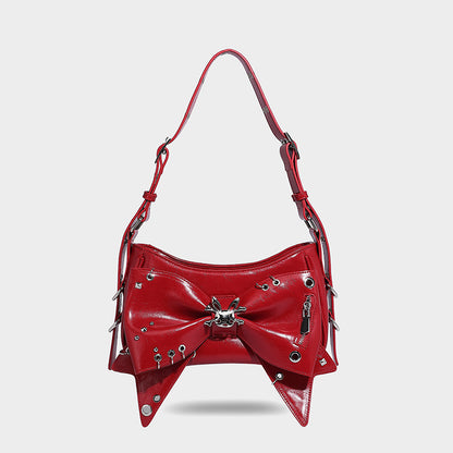 Beaira American style spicy girl sweet and cool butterfly bow design one shoulder underarm bag autumn and winter new rivet motorcycle style handbag