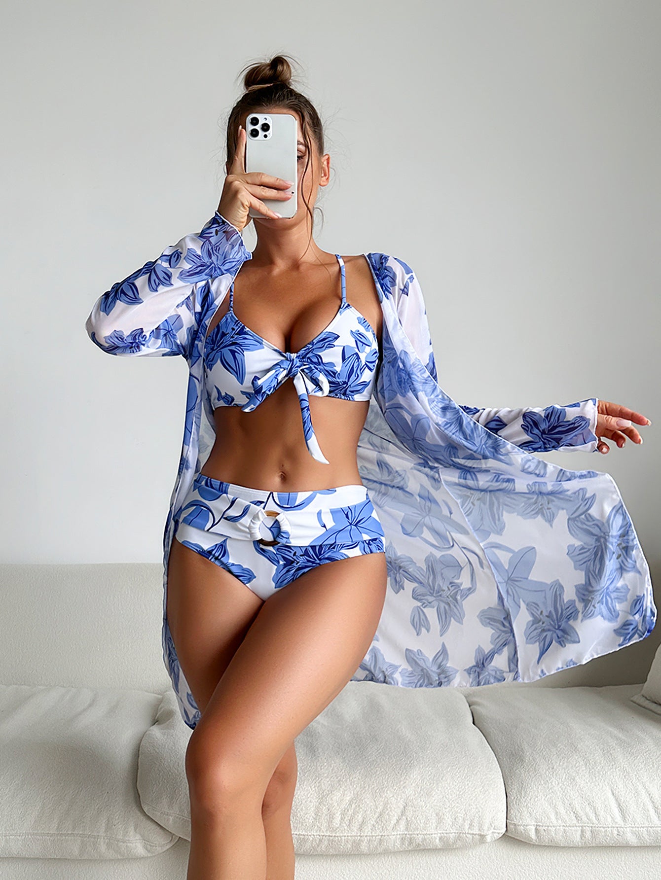 Beaira New European and American fashion high-end sexy multi-color printed bikini BIKINI three piece set women's swimsuit