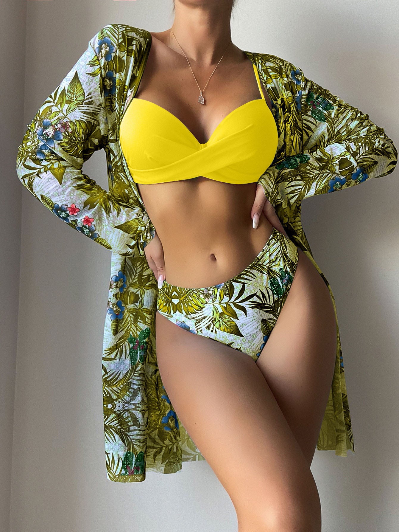 Beaira New European and American split swimsuit women's fashion three piece set bikini cross-border mesh foreign trade swimsuit bikini