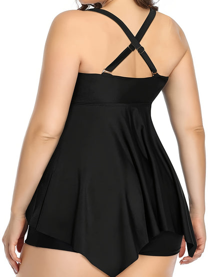 Women's Normal Swimwear Tankini Swimsuit 2 Piece Plain Sports Beach Wear Bathing Suits