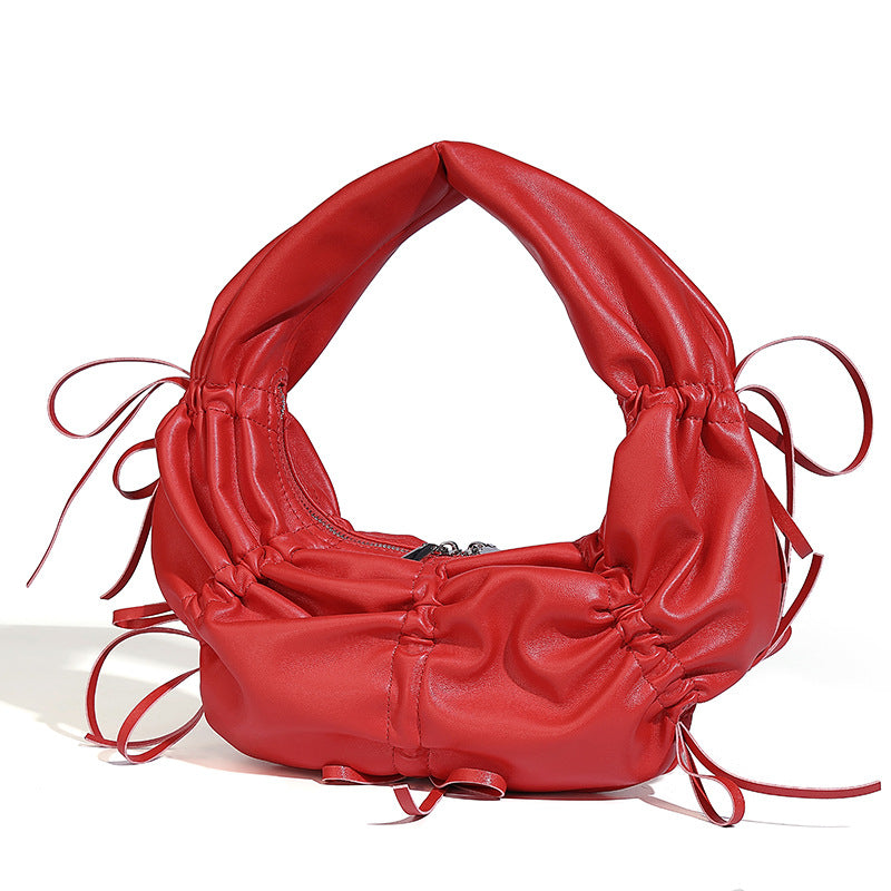 Beaira New pleated bow design hand-held crescent bag high-end fashionable niche trendy single shoulder underarm bag