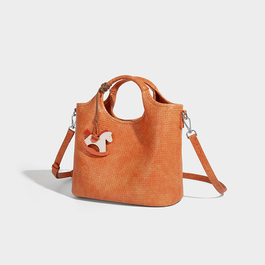 Beaira Large capacity Western style handbag new fashionable one shoulder vegetable basket bag niche design woven commuting bag