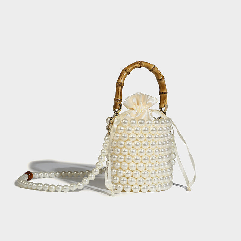Beaira Original design drawstring bucket bag women's new pearl chain bag hand-held bamboo bag single shoulder crossbody bag