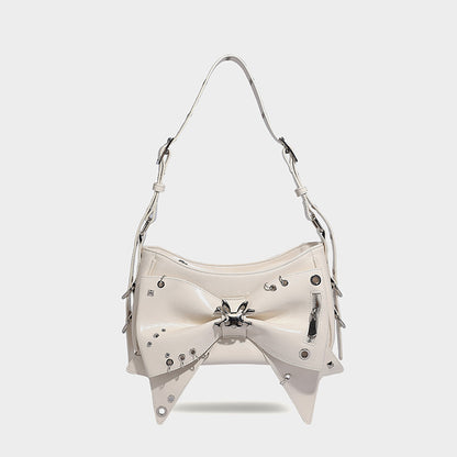 Beaira American style spicy girl sweet and cool butterfly bow design one shoulder underarm bag autumn and winter new rivet motorcycle style handbag