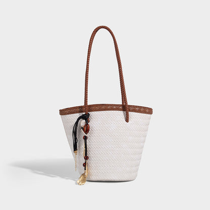 Beaira Niche woven bag new summer hand-held trendy vegetable basket French retro bucket bun mother shoulder bag