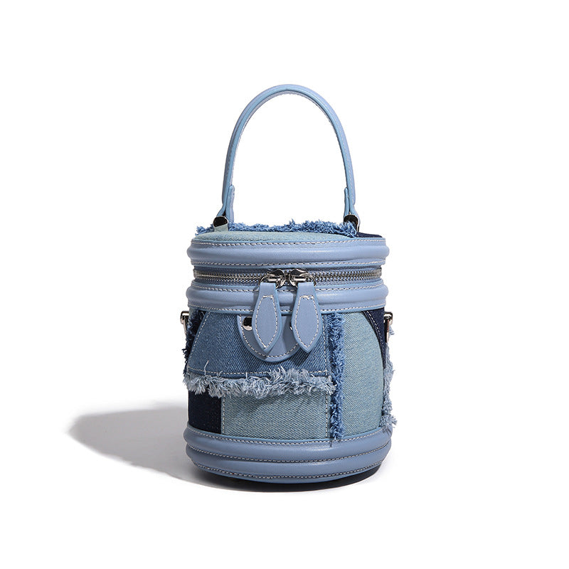 Beaira A niche design denim spliced western-style bucket bag a new casual and popular versatile hand-held crossbody small bag