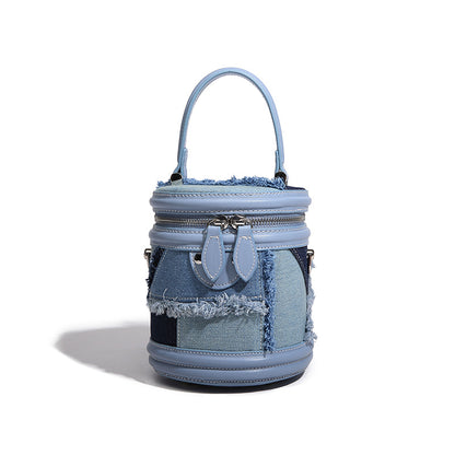 Beaira A niche design denim spliced western-style bucket bag a new casual and popular versatile hand-held crossbody small bag