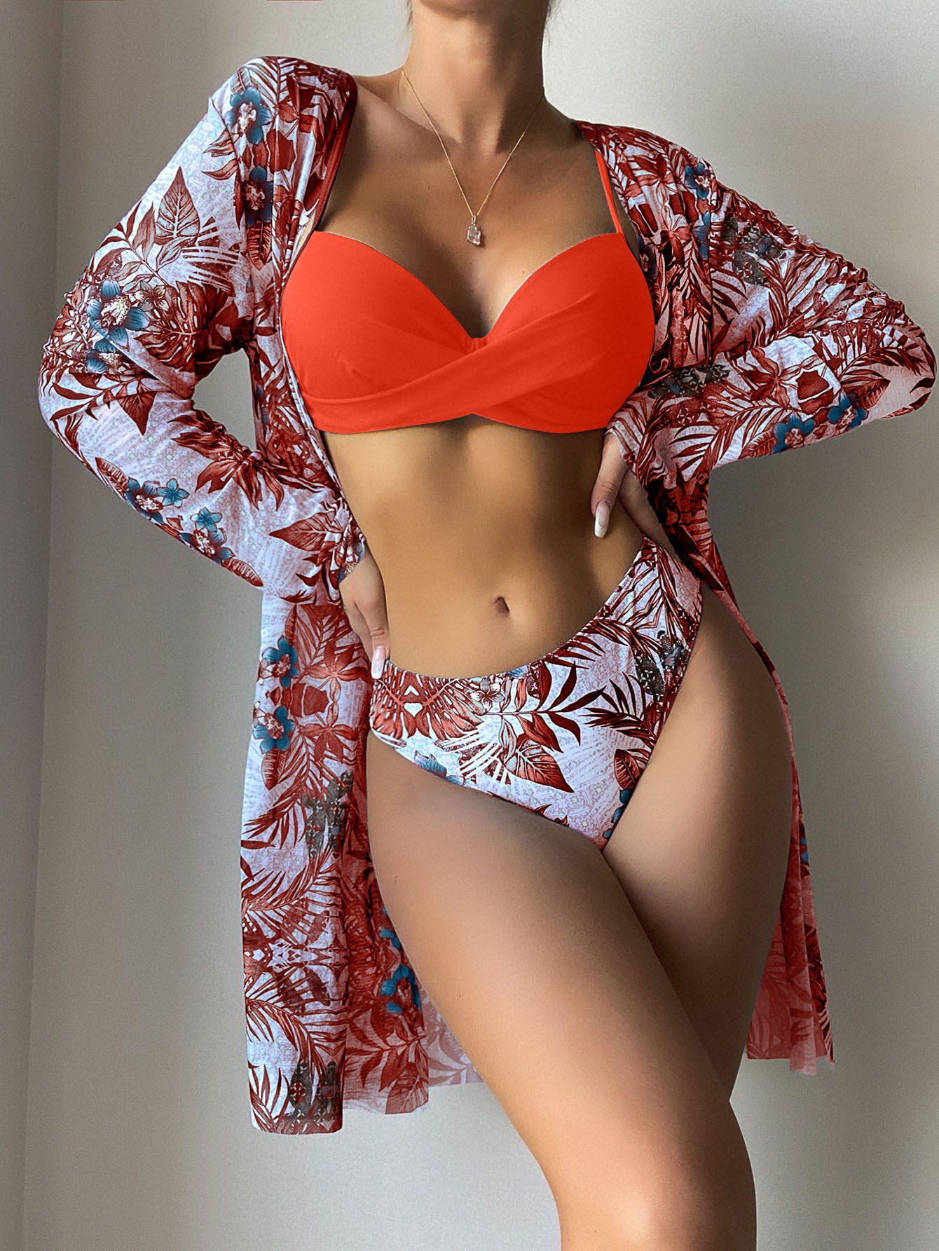 Beaira New European and American split swimsuit women's fashion three piece set bikini cross-border mesh foreign trade swimsuit bikini