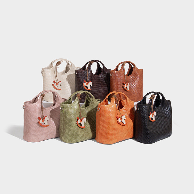 Beaira Large capacity Western style handbag new fashionable one shoulder vegetable basket bag niche design woven commuting bag