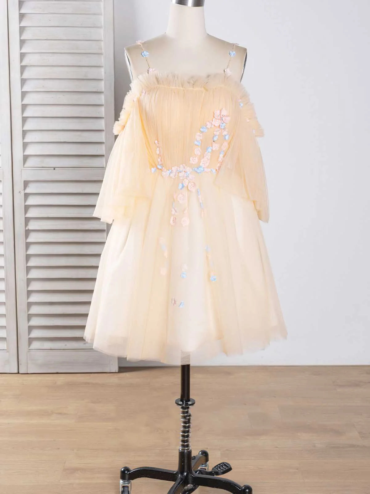 Off The Shoulder A Line Tulle Homecoming Dresses Lace Short/Mini