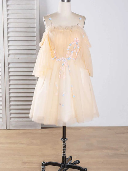Off The Shoulder A Line Tulle Homecoming Dresses Lace Short/Mini