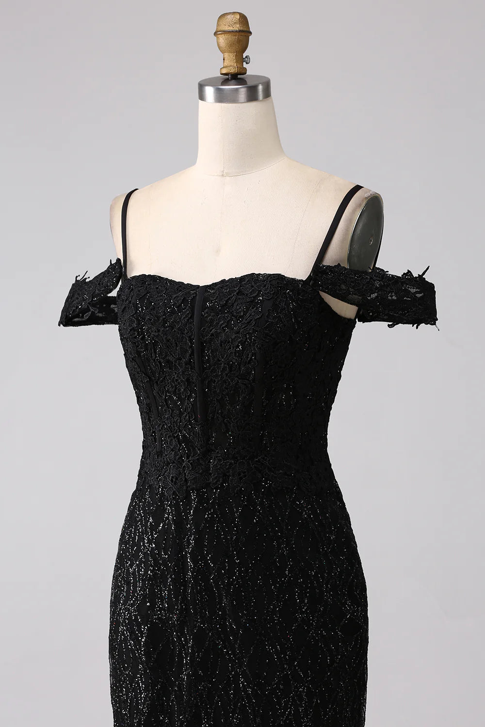 Beaira Black Mermaid Cold Shoulder Long Prom Dress with Slit