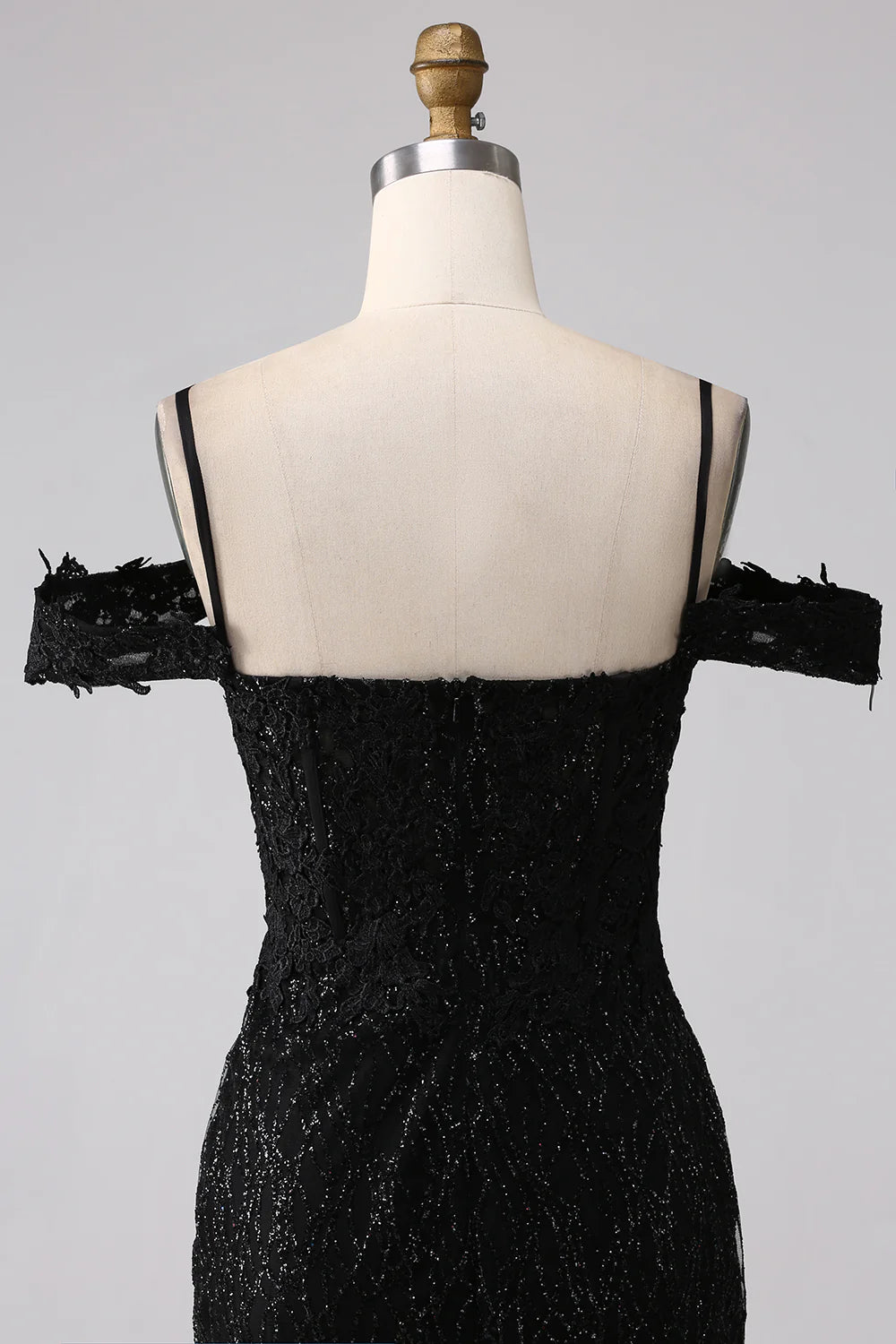 Beaira Black Mermaid Cold Shoulder Long Prom Dress with Slit