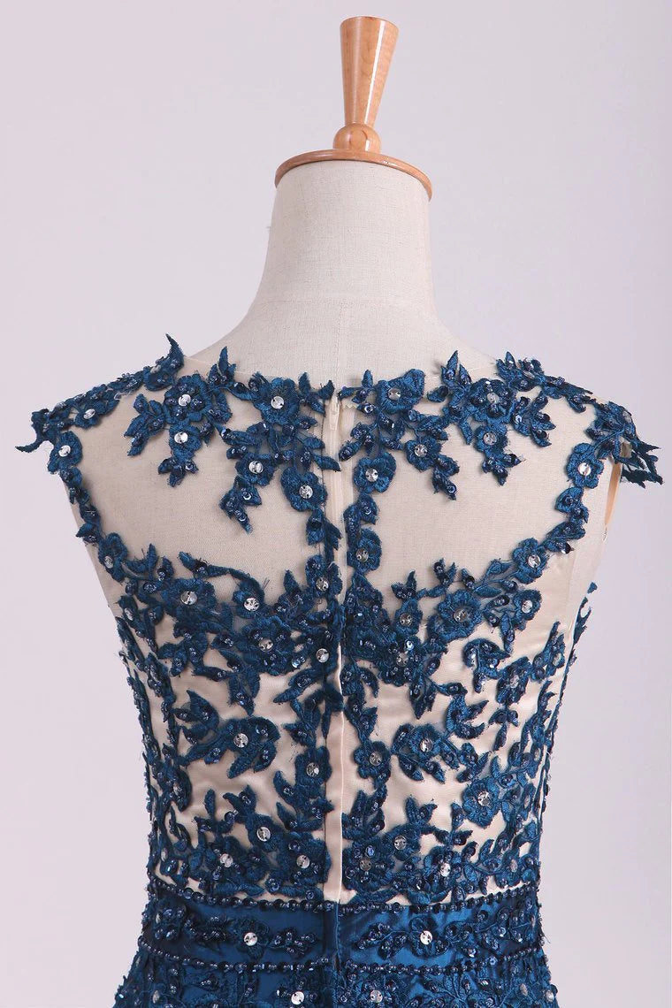 Party Dresses V Neck Mermaid With Beading And Applique Taffeta