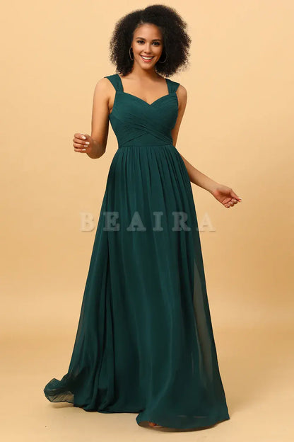 Beaira Pine Chiffon Bridesmaid Dress with Heart Shaped Open Back Bridesmaid dress shop