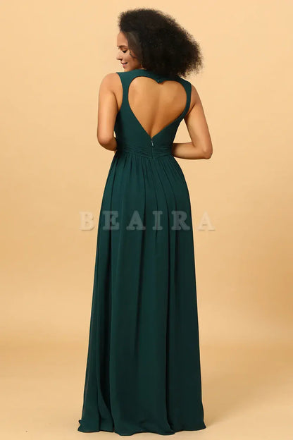 Beaira Pine Chiffon Bridesmaid Dress with Heart Shaped Open Back Bridesmaid dress shop