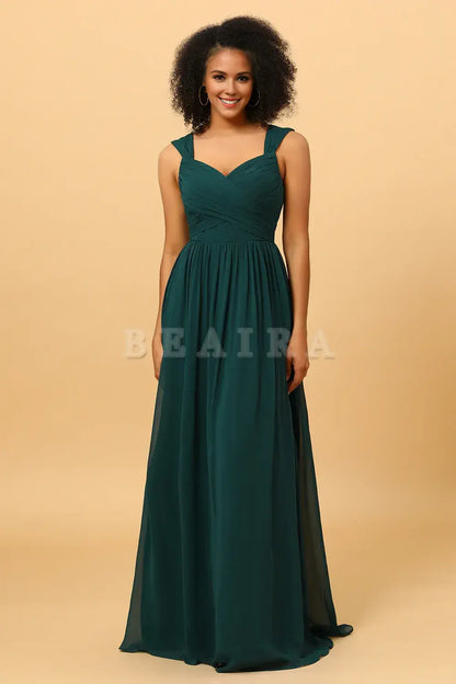 Beaira Pine Chiffon Bridesmaid Dress with Heart Shaped Open Back Bridesmaid dress shop