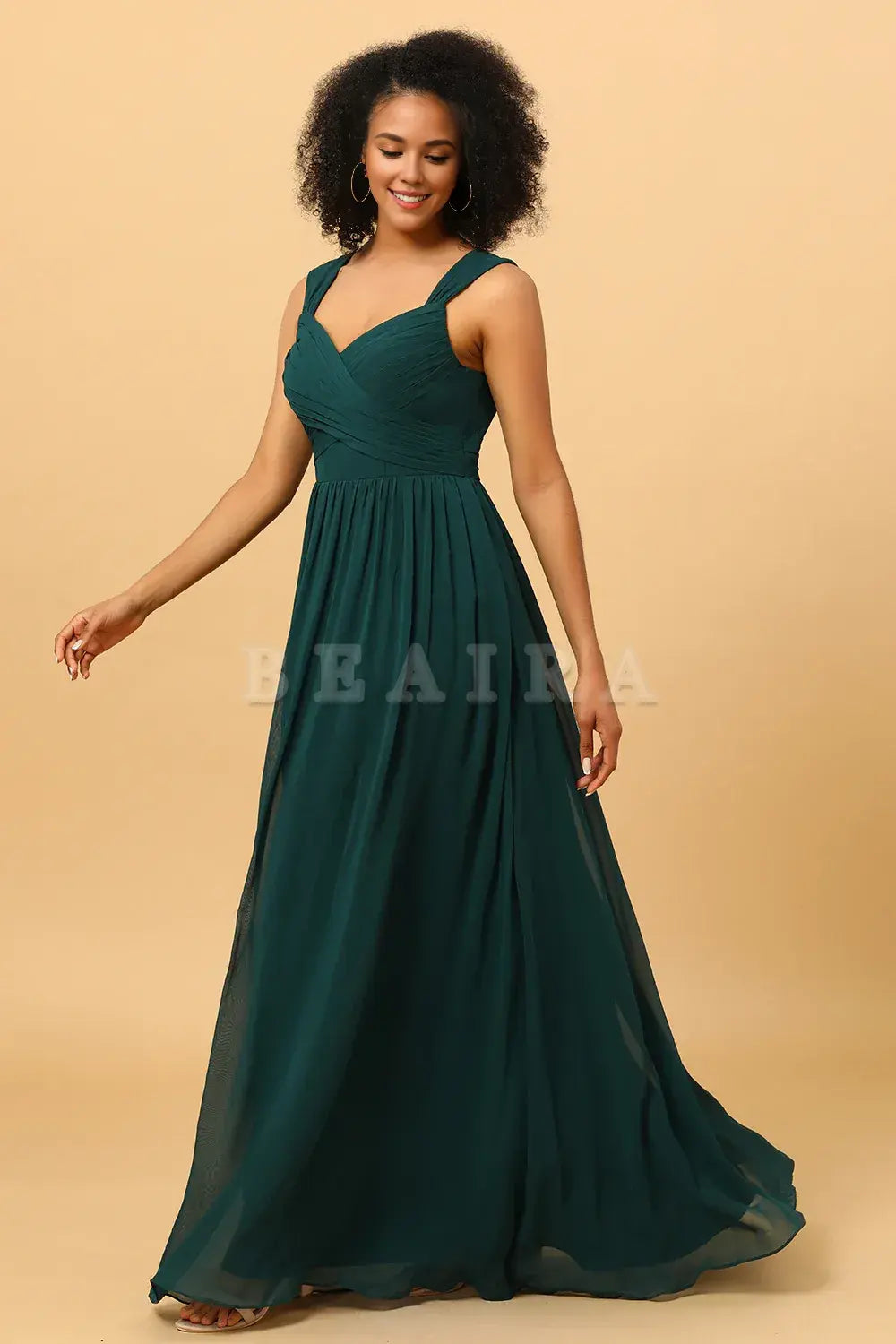 Beaira Pine Chiffon Bridesmaid Dress with Heart Shaped Open Back Bridesmaid dress shop