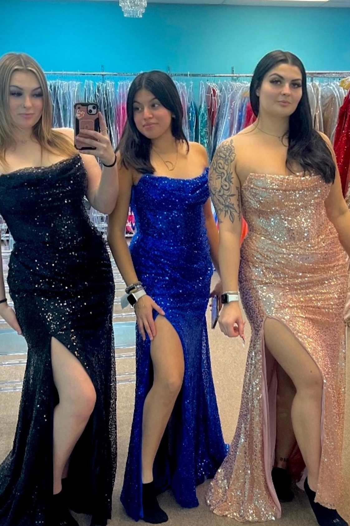 Plus Size Black Sequins Strapless Mermaid Long Prom Dress with Slit