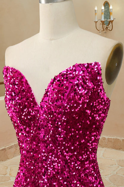 Prom Dresses Mermaid Sequins Strapless Sweep Train