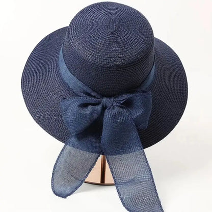 Beaira New Summer Women Sun Hat Casual Fashion Bowtie Fisherman Hat Straw Hat with Bow Ribbon Travel Beach Hat