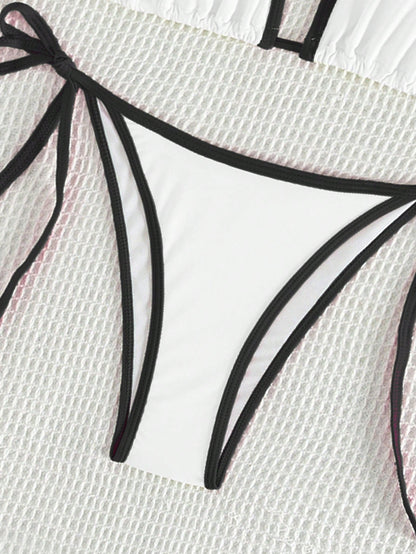 Beaira Summer white camisole bikini swimsuit set for swimming and beach photo shoot for women
