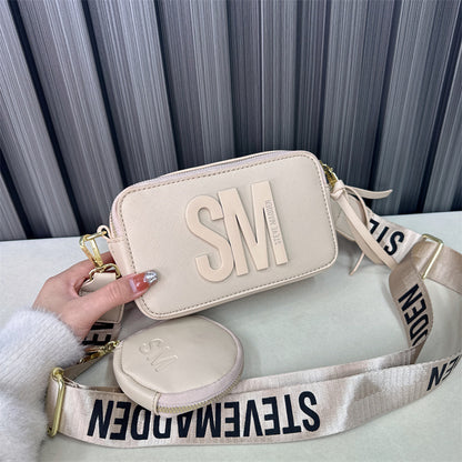 Beaira Spring/Summer New Fashion Camera Bag with Wide Shoulder Strap Lettering Small Square Bag Crossbody Bag