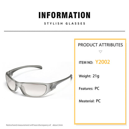 Beaira Y2K Silver Sunglasses Color Hollowed Out Future Sense Of Technology Hot Girls Net Red Sunglasses Women Sunglasses Trendy Men