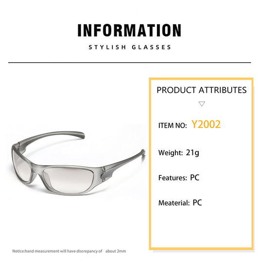Beaira Y2K Silver Sunglasses Color Hollowed Out Future Sense Of Technology Hot Girls Net Red Sunglasses Women Sunglasses Trendy Men