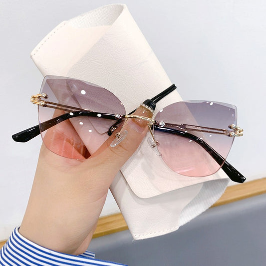Beaira Vintage Rimless Sunglasses Women Men Steampunk Eyeglasses New Fashion Cat Eye Gradient Sun Glasses UV400 Shades Goggles