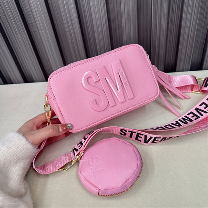 Beaira Spring/Summer New Fashion Camera Bag with Wide Shoulder Strap Lettering Small Square Bag Crossbody Bag