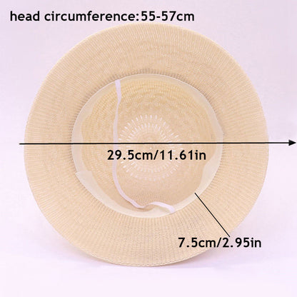Beaira Women Straw Hats Sun Hats Straw Hat Ladies Panama Cap Sun Protection Wide Brim Ribbon Bowknot Girls Outdoor Summer Beach Sun Hat