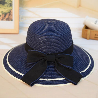 Beaira New Summer Women Sun Hat Casual Fashion Bowtie Fisherman Hat Straw Hat with Bow Ribbon Travel Beach Hat