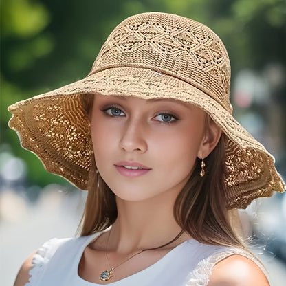 Beaira Korean version new straw hat summer sun hat sun protection wave sun hat beach cool hat women's hat