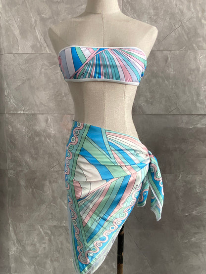 Beaira new women's scarf swimsuit beach swimwear headband bikini set