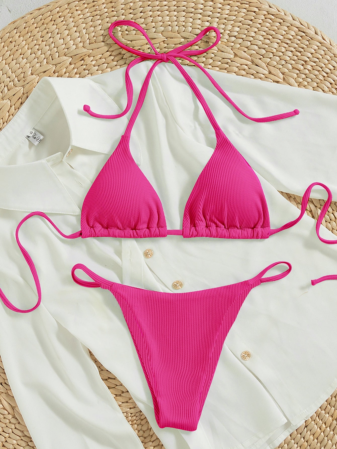 Beaira Summer pink bikini set sexy mature spring seaside photo shoot suitable for women