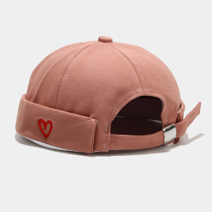 Beaira INS Literary Style Heart Love Label Docker Cap Vintage Brimless Hat Skullies Cap Beanie Hats Landlord Sailor Cap Men and Women