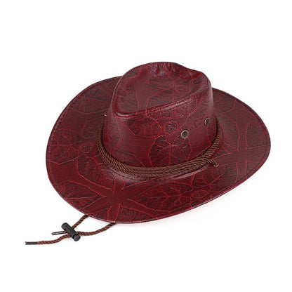 Beaira Leather Cowboy Hat Fashion Western Jazz Sun Visors Outdoor Summer Sun Hats Large Grassland Visors Men Women
