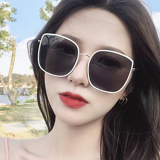 Beaira new white concave shape sunglasses big frame big face square sunglasses for women