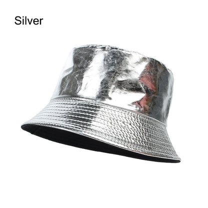 Beaira Faux Leather Bucket Hat Women Reversible PU Leather Sun Hat Fashion Autumn Waterproof Fisherman Hat Reversible Sun Bucket Hat