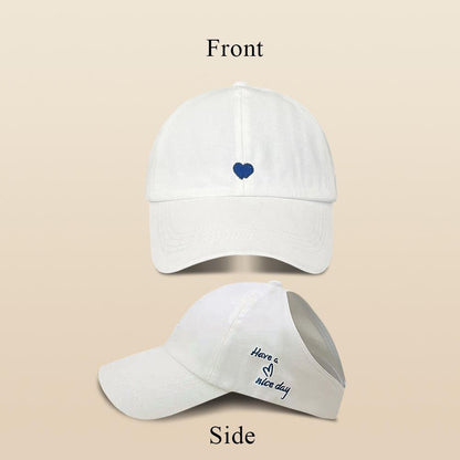 Beaira Children Girls Ponytail Baseball Caps Sun Hats Baseball Caps Adjustable Solid Color Love Heart Designs Peaked Caps Hat
