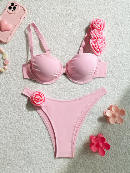 Beaira New Summer Bikini Set Women Swimsuit 3d Flower Designer Swimwear Backless Push Up Thong Bathing Suit Underwire Biquini