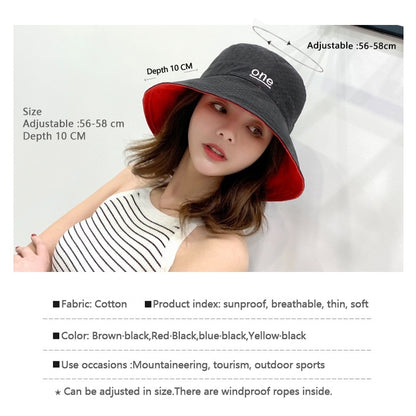Beaira Womens ‘ONE‘ Letter Embroidery Double-Sided Cotton Bucket Hat